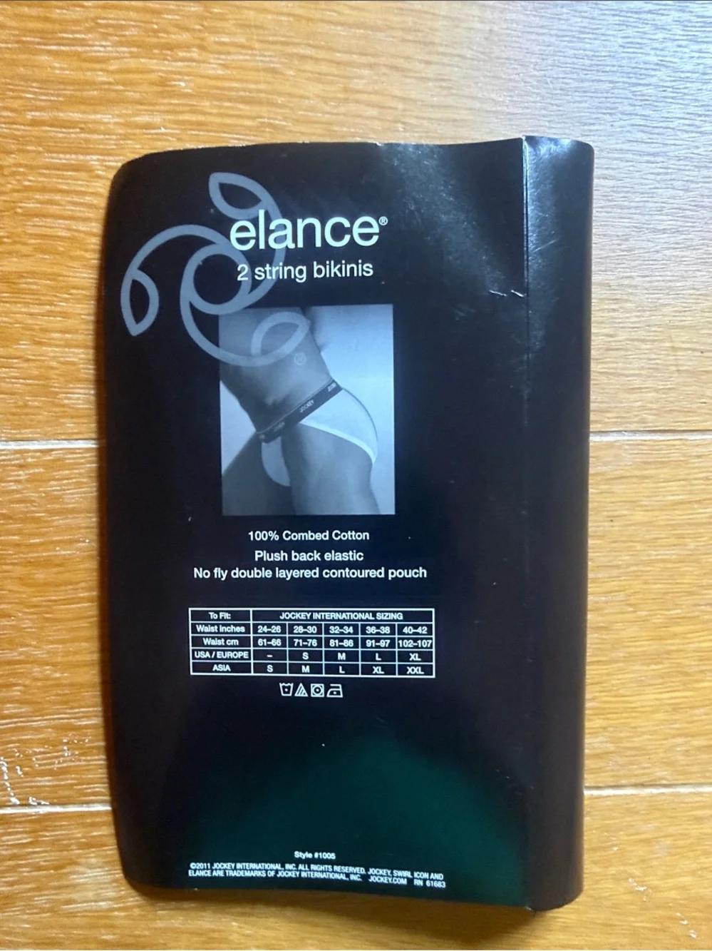 Jockey Elance Black Men's String Bikini Set - (2) Black Waistband Logo XL